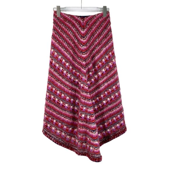 Chanel Pink Alpaca Wool Knit Striped Midi Skirt - Picture 2 of 7